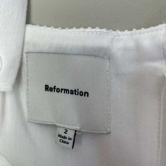 NEW Reformation Everett Linen Midi Dress White | US 2 UK 6 - Picture 14 of 16